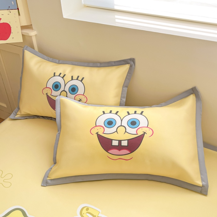 91家纺网 家纺一手货源 找家纺 金爱家 2025新款冰丝凉席海绵宝宝 冰丝-咖啡海绵宝宝