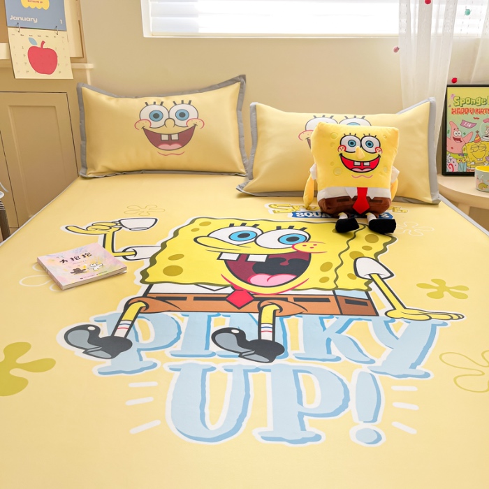 91家纺网 家纺一手货源 找家纺 金爱家 2025新款冰丝凉席海绵宝宝 冰丝-咖啡海绵宝宝