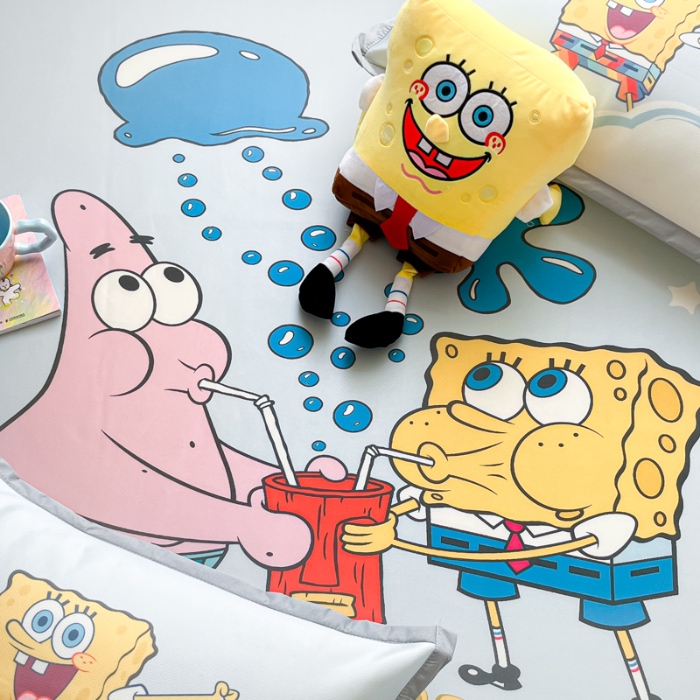 91家纺网 家纺一手货源 找家纺 金爱家 2025新款冰丝凉席海绵宝宝 冰丝-泡泡海绵宝宝