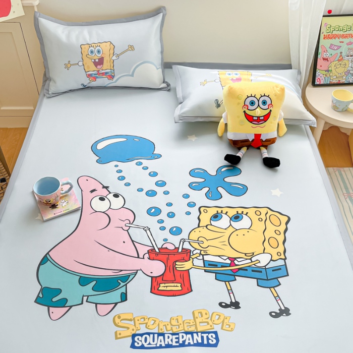 91家纺网 家纺一手货源 找家纺 金爱家 2025新款冰丝凉席海绵宝宝 冰丝-泡泡海绵宝宝