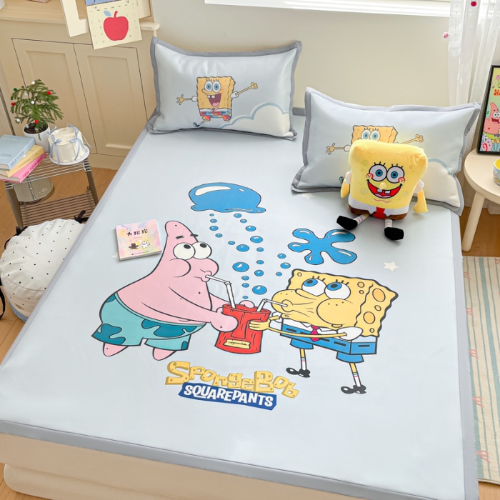 91家纺网 家纺一手货源 找家纺 金爱家 2025新款冰丝凉席海绵宝宝 冰丝-泡泡海绵宝宝