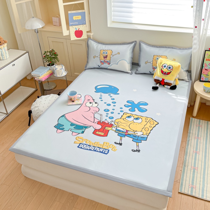 91家纺网 家纺一手货源 找家纺 金爱家 2025新款冰丝凉席海绵宝宝 冰丝-泡泡海绵宝宝