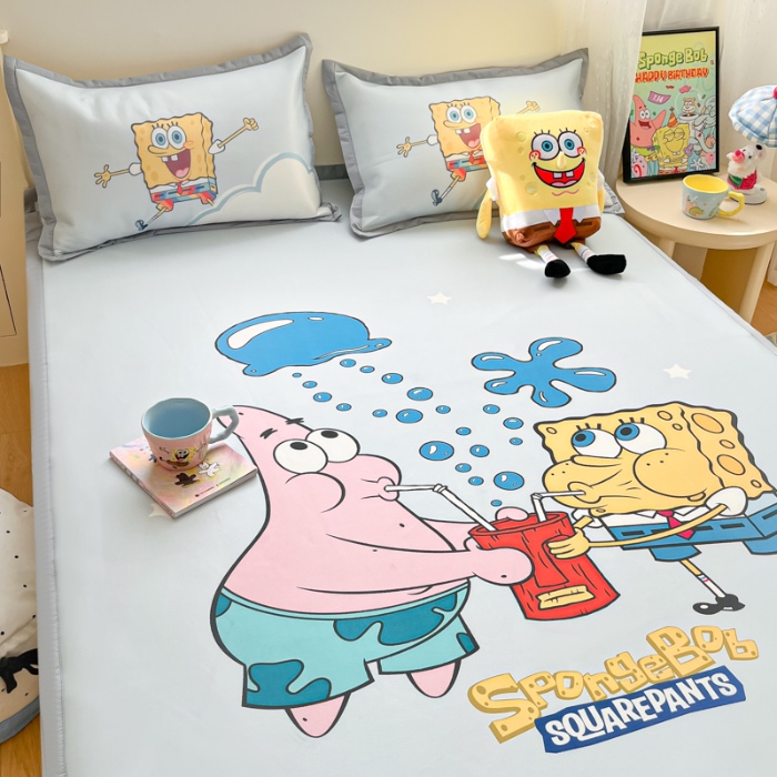 91家纺网 家纺一手货源 找家纺 金爱家 2025新款冰丝凉席海绵宝宝 冰丝-泡泡海绵宝宝