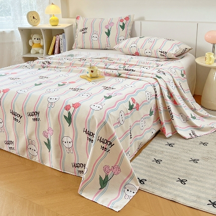 91家纺网 家纺一手货源 找家纺 2025款【有买家秀】夏季凉被单原棉老粗布三件套学生宿舍单人床盖可水洗机洗四季通用