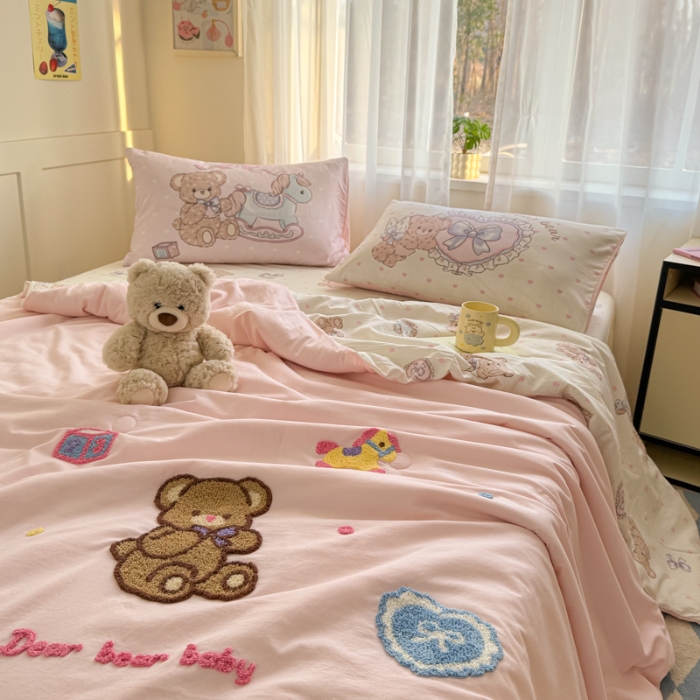 91家纺网 家纺一手货源 找家纺 左视觉  小清新卡通被子拍摄赏析