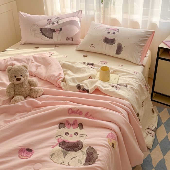 91家纺网 家纺一手货源 找家纺 左视觉  小清新卡通被子拍摄赏析