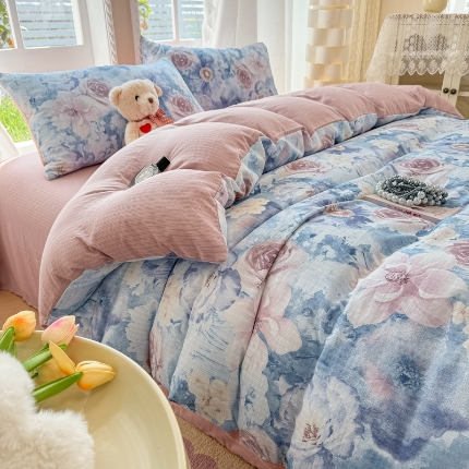 91家纺网 家纺一手货源 找家纺 （总）壹号库 2025新款A类提花有氧彩竺绵四件套