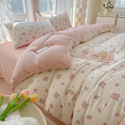 91家纺网 家纺一手货源 找家纺 （总）壹号库 2025新款A类提花有氧彩竺绵四件套