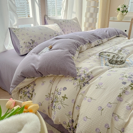 91家纺网 家纺一手货源 找家纺 （总）壹号库 2025新款A类提花有氧彩竺绵四件套