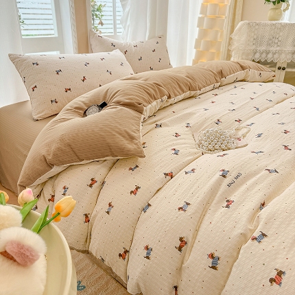 91家纺网 家纺一手货源 找家纺 （总）壹号库 2025新款A类提花有氧彩竺绵四件套