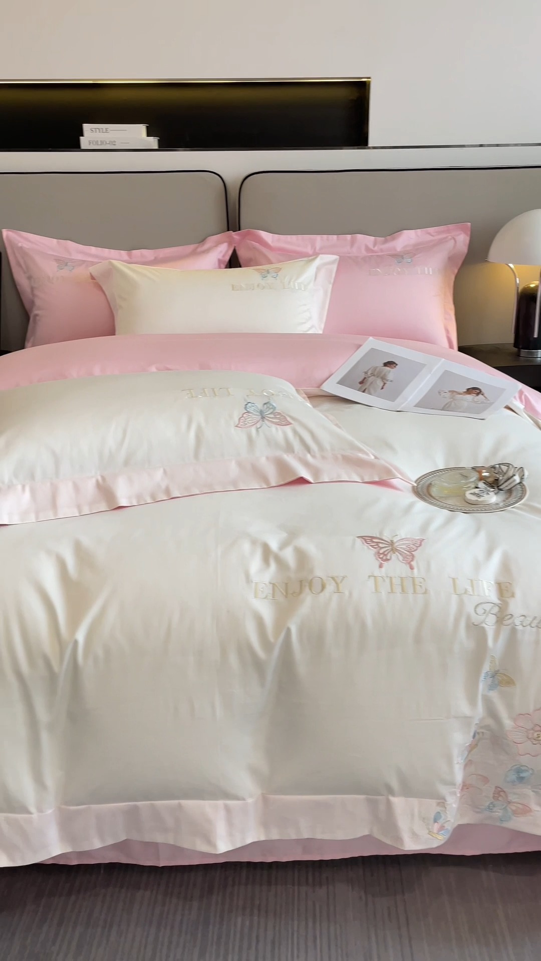 91家纺网 家纺一手货源 找家纺 （总）星蕴家纺 2025新款13376喷气纯棉蝴蝶刺绣全棉四件套-蝶恋