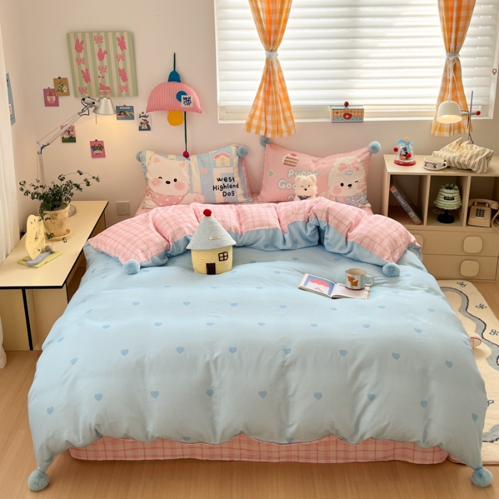 91家纺网 家纺一手货源 找家纺 左视觉  小清新风小窝感卡通套件拍摄赏析