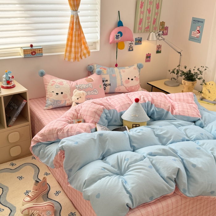 91家纺网 家纺一手货源 找家纺 左视觉  小清新风小窝感卡通套件拍摄赏析