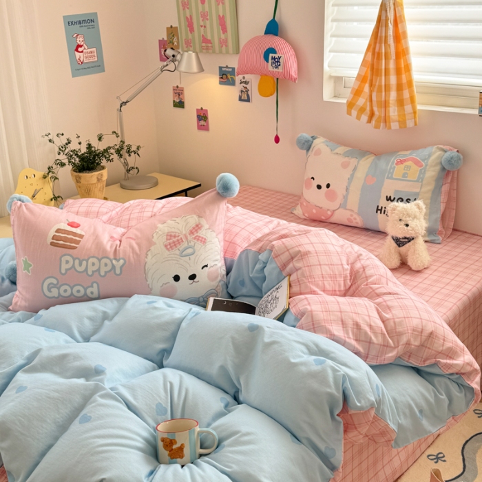 91家纺网 家纺一手货源 找家纺 左视觉  小清新风小窝感卡通套件拍摄赏析