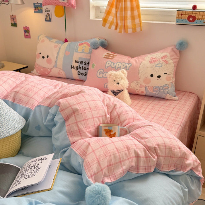 91家纺网 家纺一手货源 找家纺 左视觉  小清新风小窝感卡通套件拍摄赏析