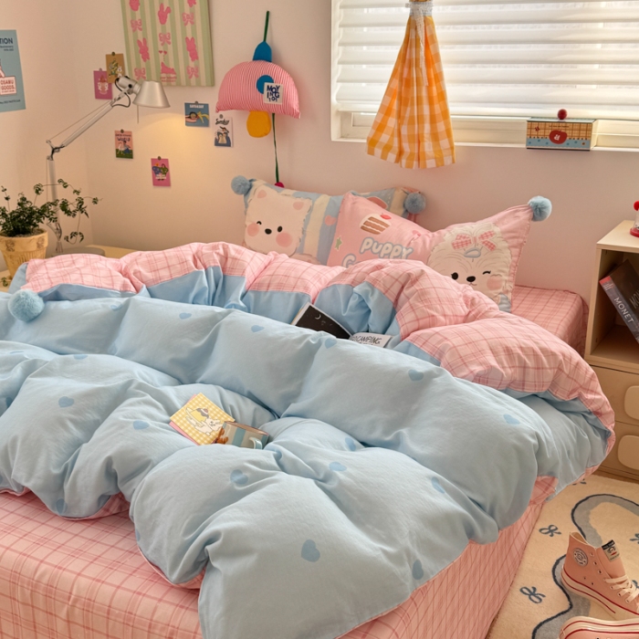 91家纺网 家纺一手货源 找家纺 左视觉  小清新风小窝感卡通套件拍摄赏析