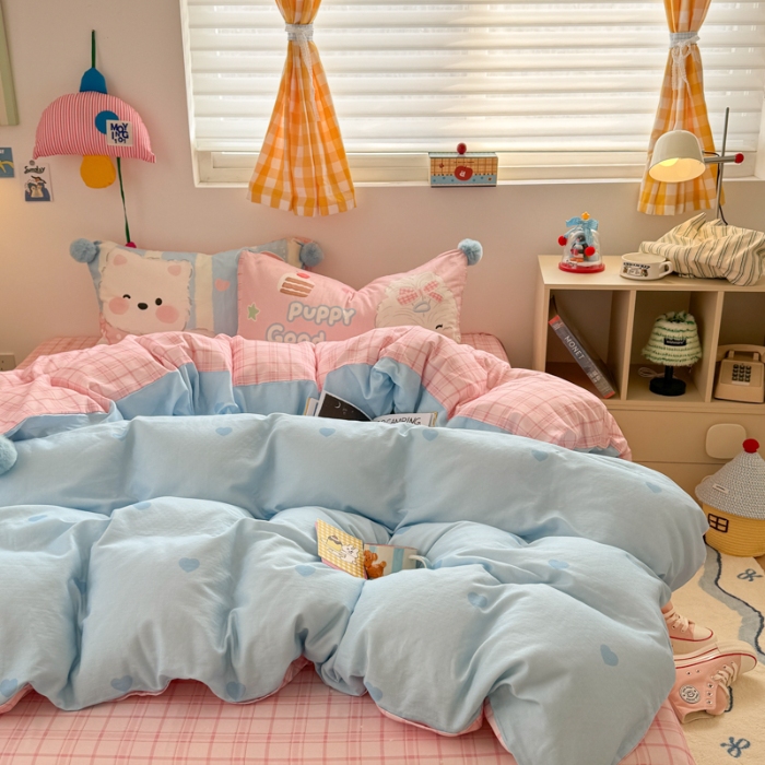 91家纺网 家纺一手货源 找家纺 左视觉  小清新风小窝感卡通套件拍摄赏析