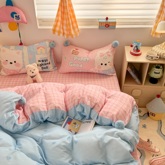 91家纺网 家纺一手货源 找家纺 左视觉  小清新风小窝感卡通套件拍摄赏析