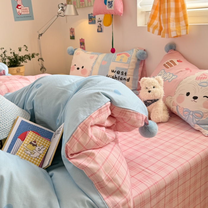 91家纺网 家纺一手货源 找家纺 左视觉  小清新风小窝感卡通套件拍摄赏析