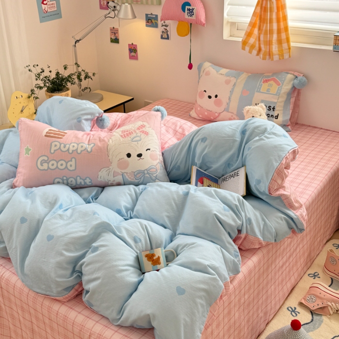 91家纺网 家纺一手货源 找家纺 左视觉  小清新风小窝感卡通套件拍摄赏析