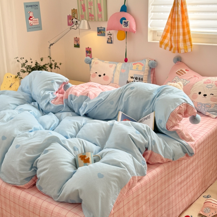 91家纺网 家纺一手货源 找家纺 左视觉  小清新风小窝感卡通套件拍摄赏析