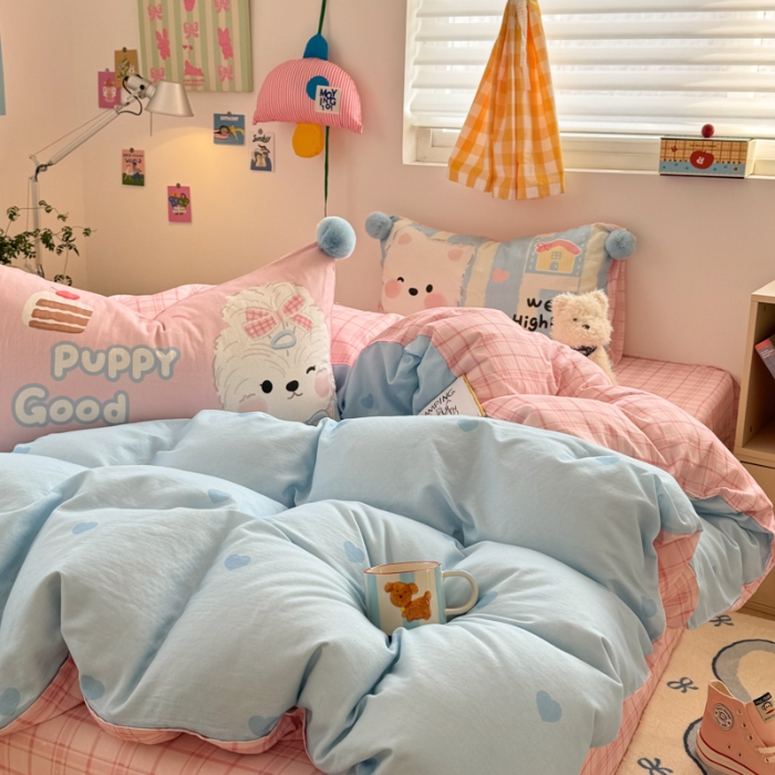 91家纺网 家纺一手货源 找家纺 左视觉  小清新风小窝感卡通套件拍摄赏析