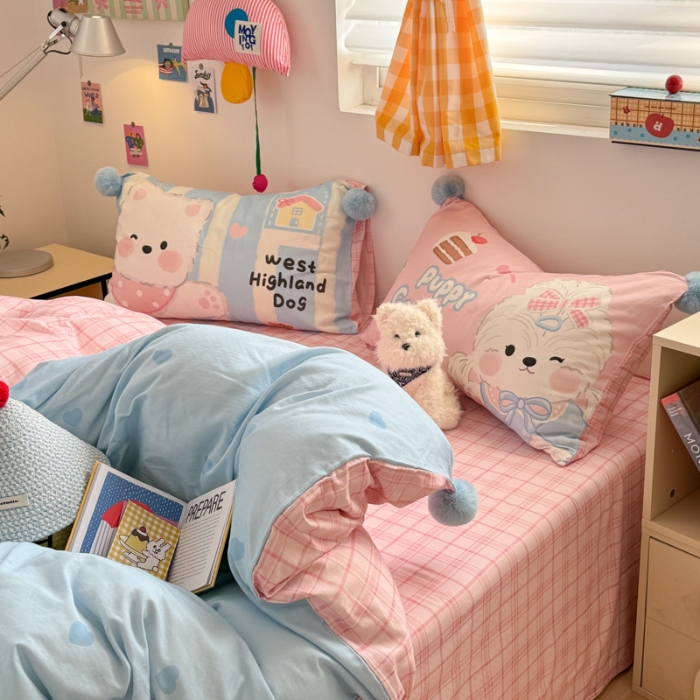 91家纺网 家纺一手货源 找家纺 左视觉  小清新风小窝感卡通套件拍摄赏析