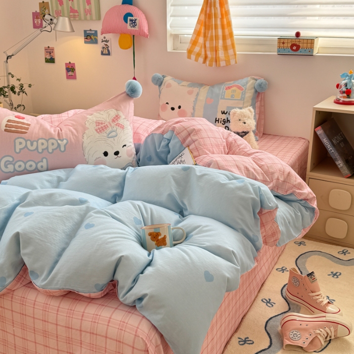 91家纺网 家纺一手货源 找家纺 左视觉  小清新风小窝感卡通套件拍摄赏析