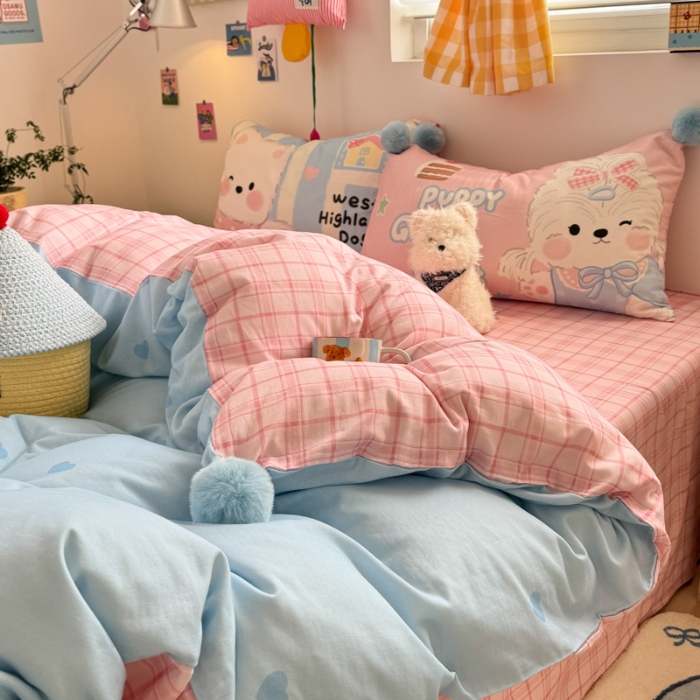 91家纺网 家纺一手货源 找家纺 左视觉  小清新风小窝感卡通套件拍摄赏析