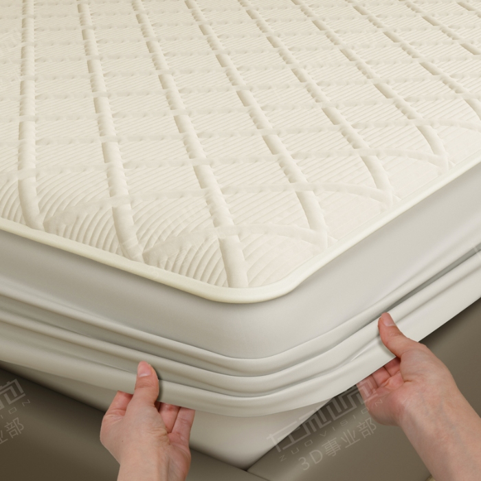 91家纺网 家纺一手货源 找家纺 左视觉  3D建模床笠拍摄赏析