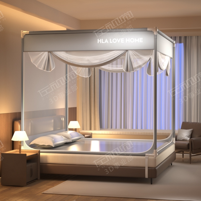 91家纺网 家纺一手货源 找家纺 左视觉  3D建模蚊帐拍摄赏析