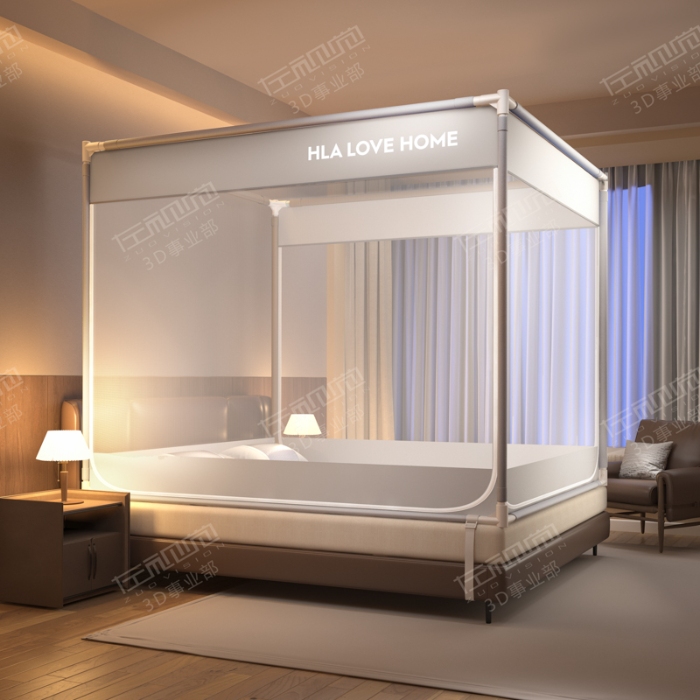 91家纺网 家纺一手货源 找家纺 左视觉  3D建模蚊帐拍摄赏析