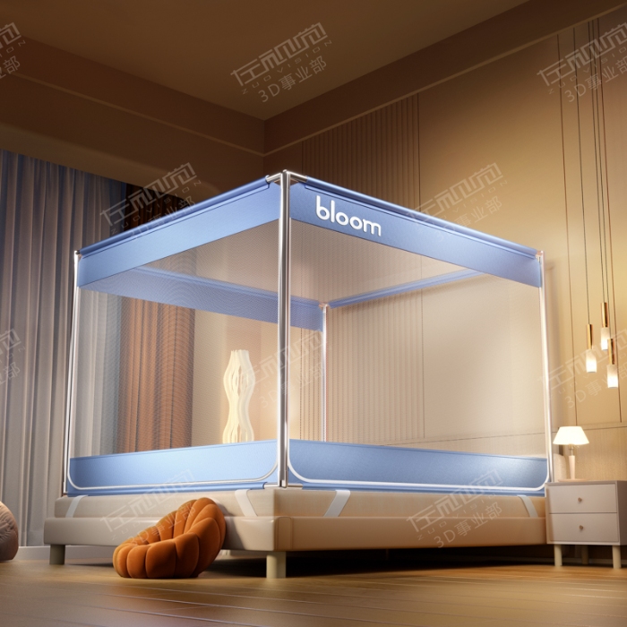 91家纺网 家纺一手货源 找家纺 左视觉  3D建模蚊帐拍摄赏析