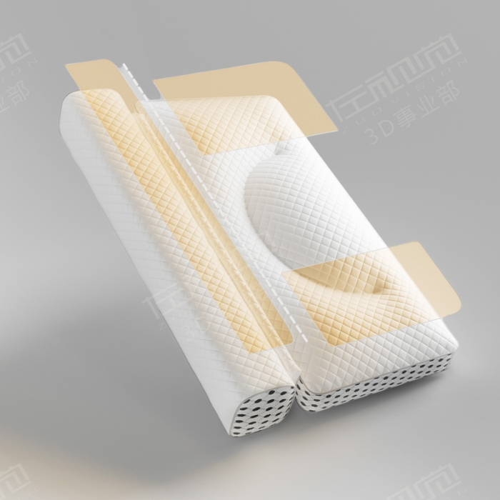 91家纺网 家纺一手货源 找家纺 左视觉  3D建模枕头拍摄赏析