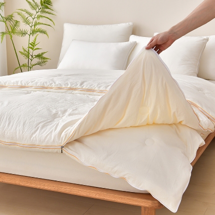 91家纺网 家纺一手货源 找家纺 （总）四季被业2025水洗棉大豆纤维被二合一拉链子母被高档金边