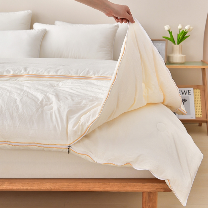 91家纺网 家纺一手货源 找家纺 （总）四季被业2025水洗棉大豆纤维被二合一拉链子母被高档金边