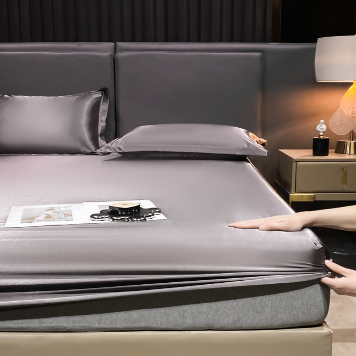 91家纺网 家纺一手货源 找家纺 【蒂梵熙家纺】床笠 2025新款夏季高端床笠轻奢丝滑裸睡丝绸床垫保护套 冰丝豹纹水洗真丝天丝床笠单件