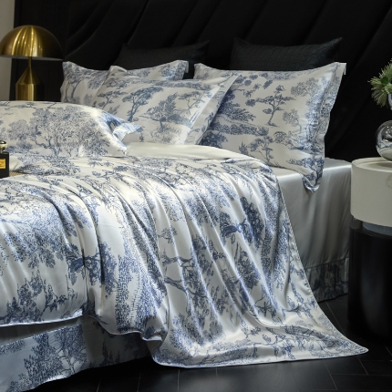 91家纺网 家纺一手货源 找家纺 【蒂梵熙家纺】2025新款夏季高端轻奢丝滑裸睡丝绸四件套冰丝豹纹水洗真丝斑马印花天丝四件套床上用品