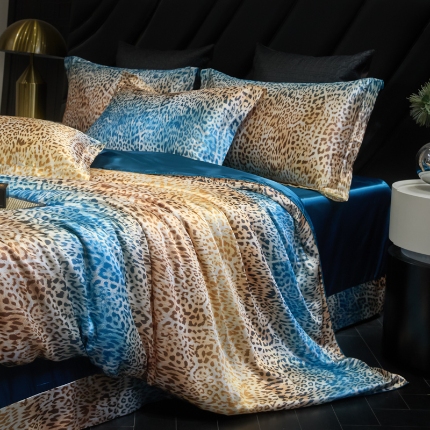 91家纺网 家纺一手货源 找家纺 【蒂梵熙家纺】2025新款夏季高端轻奢丝滑裸睡丝绸四件套冰丝豹纹水洗真丝斑马印花天丝四件套床上用品