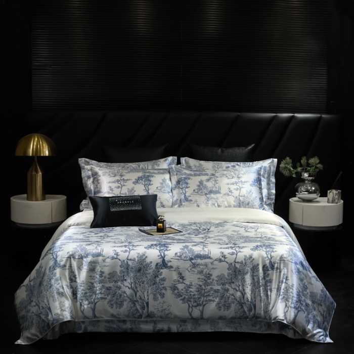 91家纺网 家纺一手货源 找家纺 【蒂梵熙家纺】2025新款夏季高端轻奢丝滑裸睡丝绸四件套冰丝豹纹水洗真丝斑马印花天丝四件套床上用品