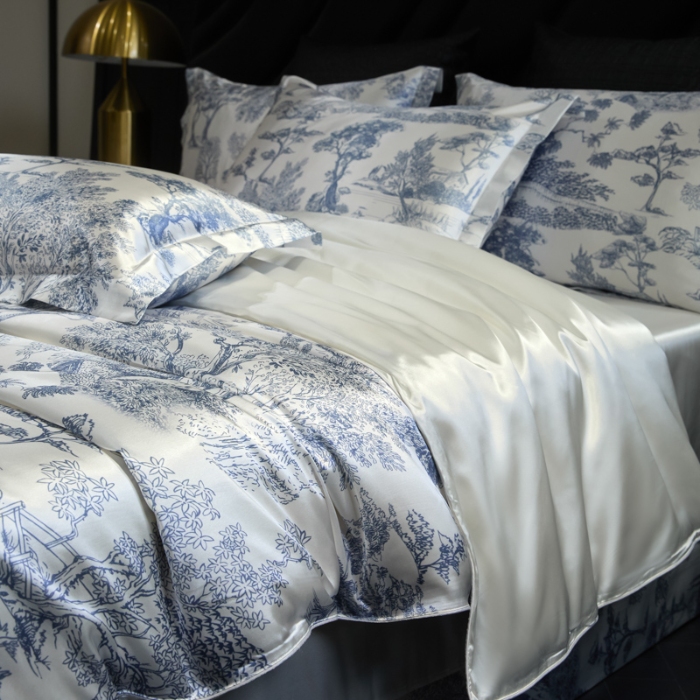 91家纺网 家纺一手货源 找家纺 【蒂梵熙家纺】2025新款夏季高端轻奢丝滑裸睡丝绸四件套冰丝豹纹水洗真丝斑马印花天丝四件套床上用品