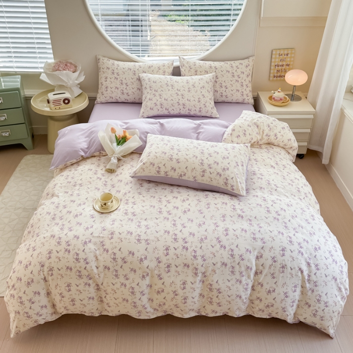 91家纺网 家纺一手货源 找家纺 （总）春夏款针织棉双层纱印花被套被套三件套