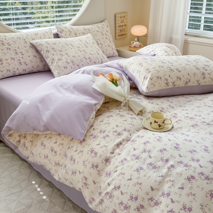 91家纺网 家纺一手货源 找家纺 （总）春夏款针织棉双层纱印花被套被套三件套