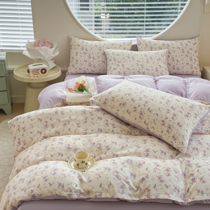 91家纺网 家纺一手货源 找家纺 （总）春夏款针织棉双层纱印花被套被套三件套