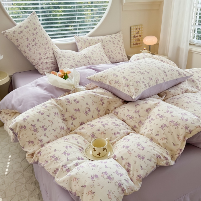 91家纺网 家纺一手货源 找家纺 （总）春夏款针织棉双层纱印花被套被套三件套