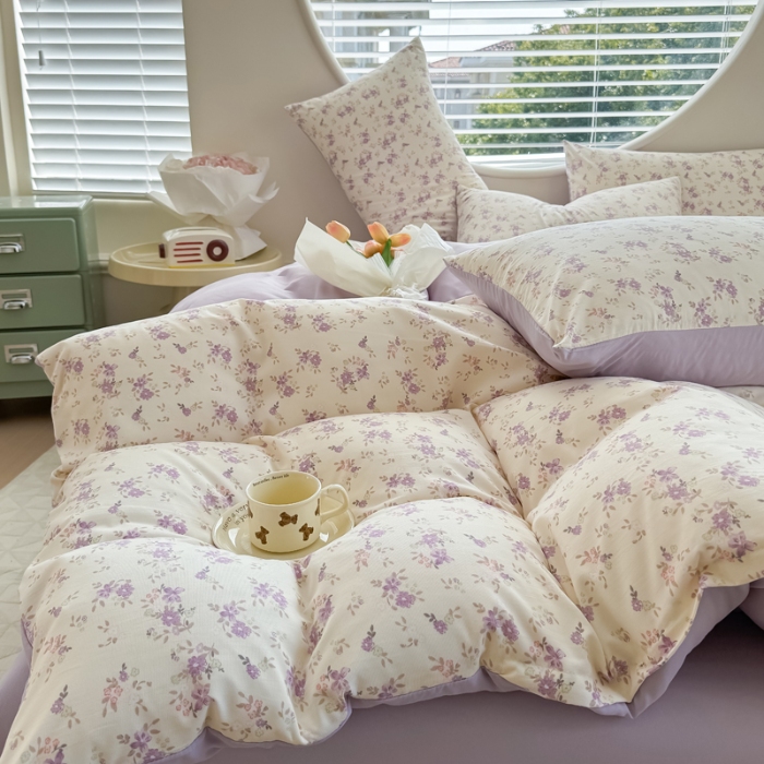 91家纺网 家纺一手货源 找家纺 （总）春夏款针织棉双层纱印花被套被套三件套