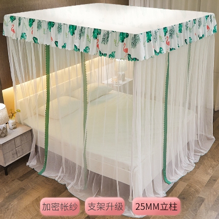 91家纺网 家纺一手货源 找家纺 （总）三开门落地式宫庭蚊帐蚊帐家用卧室免安装带支架杆加粗