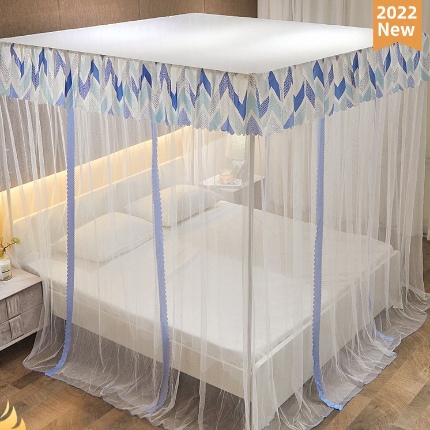 91家纺网 家纺一手货源 找家纺 （总）三开门落地式宫庭蚊帐蚊帐家用卧室免安装带支架杆加粗