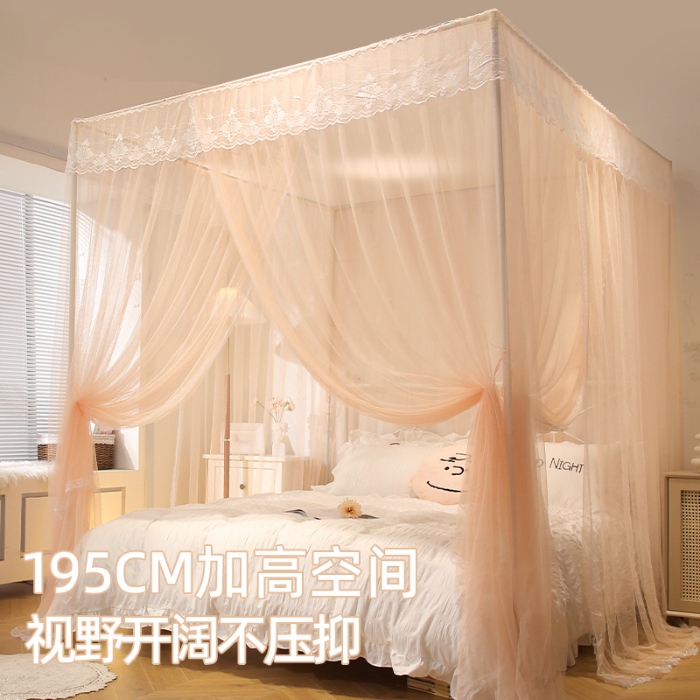 91家纺网 家纺一手货源 找家纺 （总）三开门落地式宫庭蚊帐蚊帐家用卧室免安装带支架杆加粗