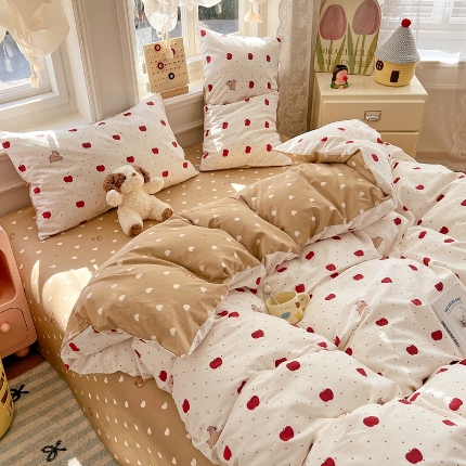 91家纺网 家纺一手货源 找家纺 （总）2025新款全棉纯棉13070韩版小清新系列床单床笠四件套